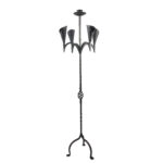 Hand Forged Wrought Iron Floor Candelabra 50" (127cm) Antique Copper Patina 5-Arm Candle Holder Gothic Medieval Wedding Decor