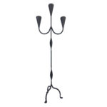 Hand Forged Wrought Iron Floor Candelabra 50" (127cm) Antique Copper Patina 3-Arm Candle Holder Leaf Detail Rustic Wedding Decor - Image 4