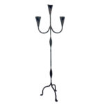 Hand Forged Wrought Iron Floor Candelabra 50" (127cm) Antique Copper Patina 3-Arm Candle Holder Leaf Detail Rustic Wedding Decor - Image 5