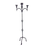 Hand Forged Wrought Iron Floor Candelabra 50" (127cm) Antique Copper Patina 5-Arm Candle Holder Gothic Medieval Church Decor - Image 5