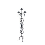 Hand Forged Wrought Iron Floor Candelabra 44.5" (113cm) Antique Copper Patina 3-Arm Scroll Design Candle Holder Rustic Fireplace Decor