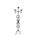 Hand Forged Wrought Iron Floor Candelabra 44.5" (113cm) Antique Copper Patina 3-Arm Scroll Design Candle Holder Rustic Fireplace Decor - Image 4