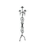 Hand Forged Wrought Iron Floor Candelabra 44.5" (113cm) Antique Gold Patina 3-Arm Scroll Design Candle Holder Classic Fireplace Decor