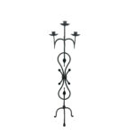 Hand Forged Wrought Iron Floor Candelabra 44.5" (113cm) Antique Gold Patina 3-Arm Scroll Design Candle Holder Classic Fireplace Decor - Image 5