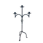 Hand Forged Wrought Iron Candelabra 33" (83cm) Antique Copper Patina 3-Arm Twist & Basket Design Candle Holder Rustic Fireplace Decor - Image 5