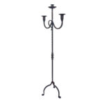 Hand Forged Wrought Iron Floor Candelabra 48" (123cm) 3-Arm Candle Holder Antique Copper or Gold Patina Choice Rustic Wedding Decor