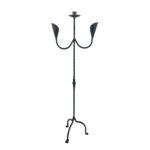 Hand Forged Iron Candelabra 48" (123cm) Antique Copper or Gold Patina 3-Arm Lily Cup Candle Holder Rustic Wedding Decor - Image 7