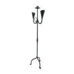Hand Forged Iron Candelabra 48" (123cm) Antique Copper or Gold Patina 3-Arm Lily Cup Candle Holder Rustic Wedding Decor - Image 6
