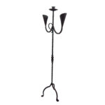 Hand Forged Iron Candelabra 48" (123cm) Antique Copper or Gold Patina 3-Arm Lily Cup Candle Holder Rustic Wedding Decor