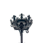Hand Forged Iron Planter and Pillar Candle Stand 82cm Antique Patina Regal Crown Top Rustic Floor Decor - Image 7