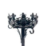 Hand Forged Iron Planter and Pillar Candle Stand 82cm Antique Patina Regal Crown Top Rustic Floor Decor - Image 4