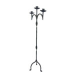 Hand Forged Iron Floor Candelabra 47.5" (121cm) Leaf Detail Antique Copper or Gold Patina 3-Arm Candle Holder Rustic Decor - Image 7