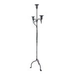 Hand Forged Iron Floor Candelabra 50.5" (128cm) Antique Copper Patina 3-Arm Twist & Scroll Design Rustic Wedding Decor