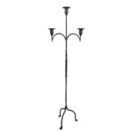 Hand Forged Iron Floor Candelabra 50.5" (128cm) Antique Copper Patina 3-Arm Twist & Scroll Design Rustic Wedding Decor - Image 5