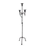Hand Forged Iron Floor Candelabra 49" (125cm) Antique Copper Patina 3-Arm Knot Detail Rustic Wedding Decor