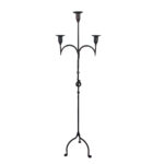 Hand Forged Iron Floor Candelabra 49" (125cm) Antique Copper Patina 3-Arm Knot Detail Rustic Wedding Decor - Image 4