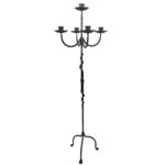 Hand Forged Iron Floor Candelabra 49" (124cm) Antique Copper Patina 5-Arm Spiral Vine Stem Candle Holder Gothic Decor