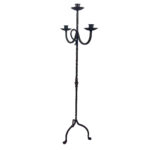 Hand Forged Iron Floor Candelabra 48" (122cm) Antique Copper Patina 3-Arm Loop Design Classic Candle Holder Rustic Decor