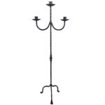 Hand Forged Iron Floor Candelabra 48" (122cm) Antique Copper Patina 3-Arm Loop Design Classic Candle Holder Rustic Decor - Image 4