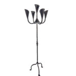 Hand Forged Iron Floor Candelabra 49" (125cm) Antique Copper Patina 5-Arm Lily Cup Candle Holder Rustic Church Decor - Image 6