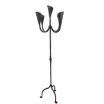 Hand Forged Iron Floor Candelabra 49" (125cm) Antique Copper Patina 5-Arm Lily Cup Candle Holder Rustic Church Decor