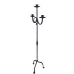 Hand Forged Iron Floor Candelabra 47.5" (121cm) Antique Copper Patina 3-Arm Infinity Loop Design Classic Candle Holder