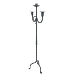 Hand Forged Iron Floor Candelabra 49" (124cm) Antique Copper or Gold Patina 3-Arm Twist Stem Candle Holder Rustic Decor - Image 6