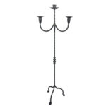 Hand Forged Iron Floor Candelabra 49" (124cm) Antique Copper or Gold Patina 3-Arm Twist Stem Candle Holder Rustic Decor - Image 7