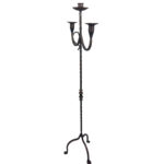 Hand Forged Iron Floor Candelabra 49" (124cm) Antique Copper or Gold Patina 3-Arm Twist Stem Candle Holder Rustic Decor