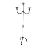 Hand Forged Iron Floor Candelabra 49" (124cm) Antique Copper or Gold Patina 3-Arm Twist Stem Candle Holder Rustic Decor - Image 4