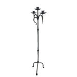 Hand Forged Iron Floor Candelabra 46" (117cm) Antique Copper or Gold Patina 3 Arm Classic Scroll Candle Holder Rustic Decor - Image 6