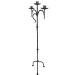Hand Forged Iron Floor Candelabra 46" (117cm) Antique Copper or Gold Patina 3 Arm Classic Scroll Candle Holder Rustic Decor
