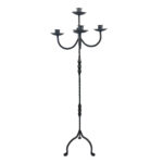 Hand Forged Iron Floor Candelabra 48.5" (123cm) Antique Copper or Gold Patina 3-Arm Royal Scroll Candle Holder Decor - Image 7