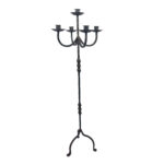 Hand Forged Iron Floor Candelabra 48.5" (123cm) Antique Copper or Gold Patina 3-Arm Royal Scroll Candle Holder Decor