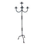 Hand Forged Iron Floor Candelabra 48.5" (123cm) Antique Copper or Gold Patina 3-Arm Royal Scroll Candle Holder Decor - Image 5