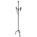 Hand Forged Iron Floor Candelabra 50" (126cm) Antique Copper Patina 3-Arm Slim Corner Design Rustic Decor