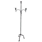 Hand Forged Iron Floor Candelabra 50" (126cm) Antique Copper Patina 3-Arm Slim Corner Design Rustic Decor - Image 5