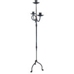 Hand Forged Iron Floor Candelabra 49" (124cm) Antique Copper Patina 3-Arm Compact Scroll Candle Holder Decor