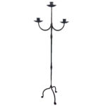 Hand Forged Iron Floor Candelabra 49" (124cm) Antique Copper Patina 3-Arm Compact Scroll Candle Holder Decor - Image 5