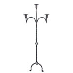 Hand Forged Iron Floor Candelabra 49" (124cm) Antique Copper Patina 3-Arm Wide Base Stable Candle Holder Rustic Decor - Image 5