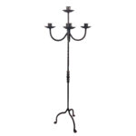 Hand Forged Iron Floor Candelabra 48.5" (123cm) Antique Copper Patina 3-Arm Wide Base Stable Candle Holder Rustic Decor - Image 6