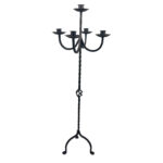 Hand Forged Iron Floor Candelabra 47.5" (121cm) Antique Copper Patina 5 Arm Wide Base Stable Candle Holder Rustic Decor - Image 4