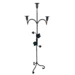 Hand Forged Iron Floor Candelabra 48.5" (123cm) Antique Copper Patina 3-Arm Balanced Scroll Candle Holder Rustic Decor - Image 7