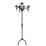 Hand Forged Iron Floor Candelabra 48.5" (123cm) Antique Gold Patina 5-Arm Grand Candelabra Wedding & Home Decor