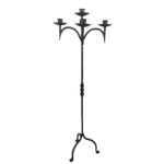 Hand Forged Iron Floor Candelabra 48.5" (123cm) Antique Gold Patina 5-Arm Grand Candelabra Wedding & Home Decor - Image 5