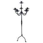 Hand Forged Iron Floor Candelabra 44.5" (113cm) Antique Copper Patina 6-Arm Grand Cluster Candle Holder Decor