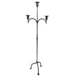 Hand Forged Iron Floor Candelabra 49" (125cm) Antique Copper Patina 3-Arm Slim Base Candle Holder Rustic Decor - Image 4