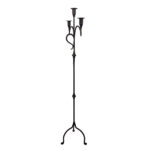 Hand Forged Iron Floor Candelabra 50.5" (128cm) Antique Copper Patina 3-Arm Tall & Slim Candle Holder Rustic Decor
