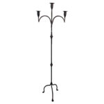 Hand Forged Iron Floor Candelabra 50.5" (128cm) Antique Copper Patina 3-Arm Tall & Slim Candle Holder Rustic Decor - Image 4
