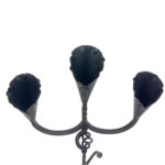 Hand Forged Iron Candelabra 27" (68cm) Antique Copper Finish 3-Arm Sculptural Tulip Cup Centerpiece - Image 5